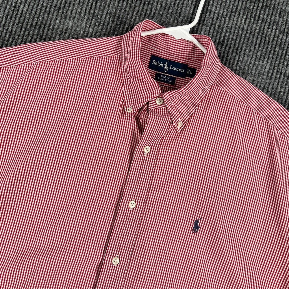 Ralph Lauren Blake Shirt Mens Large Red Gingham Short Sleeve Button Down